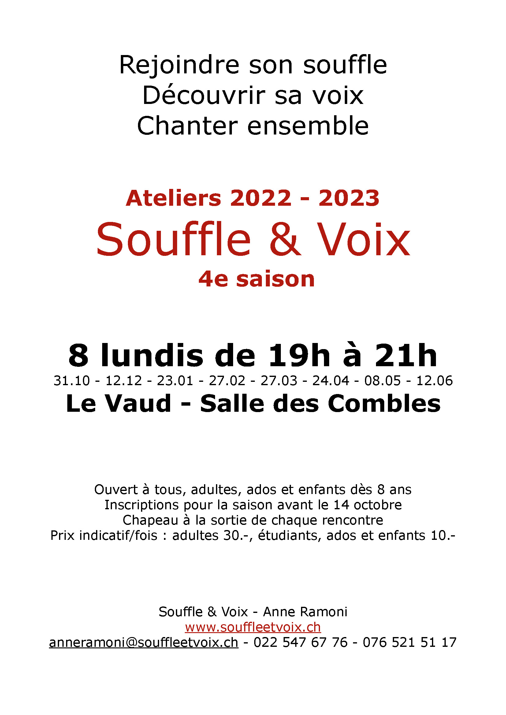 Atelier Souffle et Voix 2022 2023