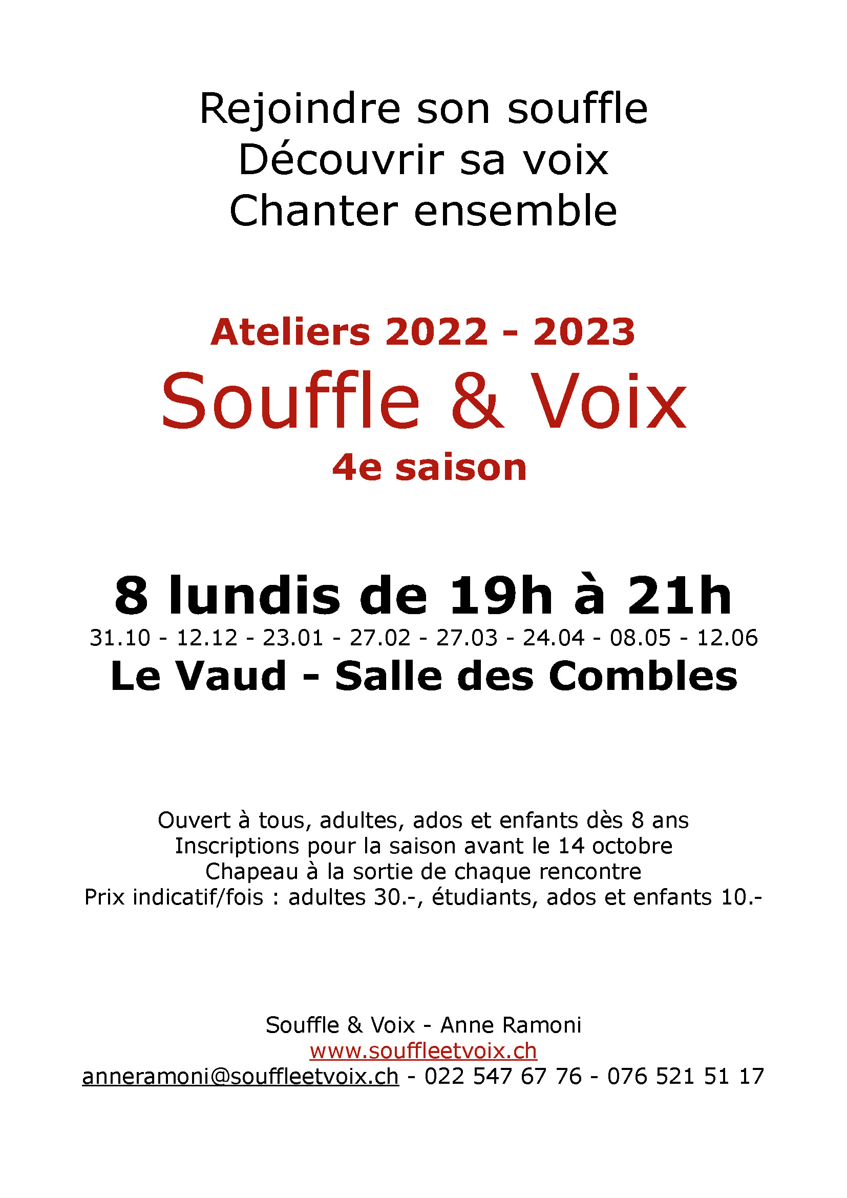 Atelier Souffle et Voix 2022 2023 Atelier Souffle et Voix 2022 2023
